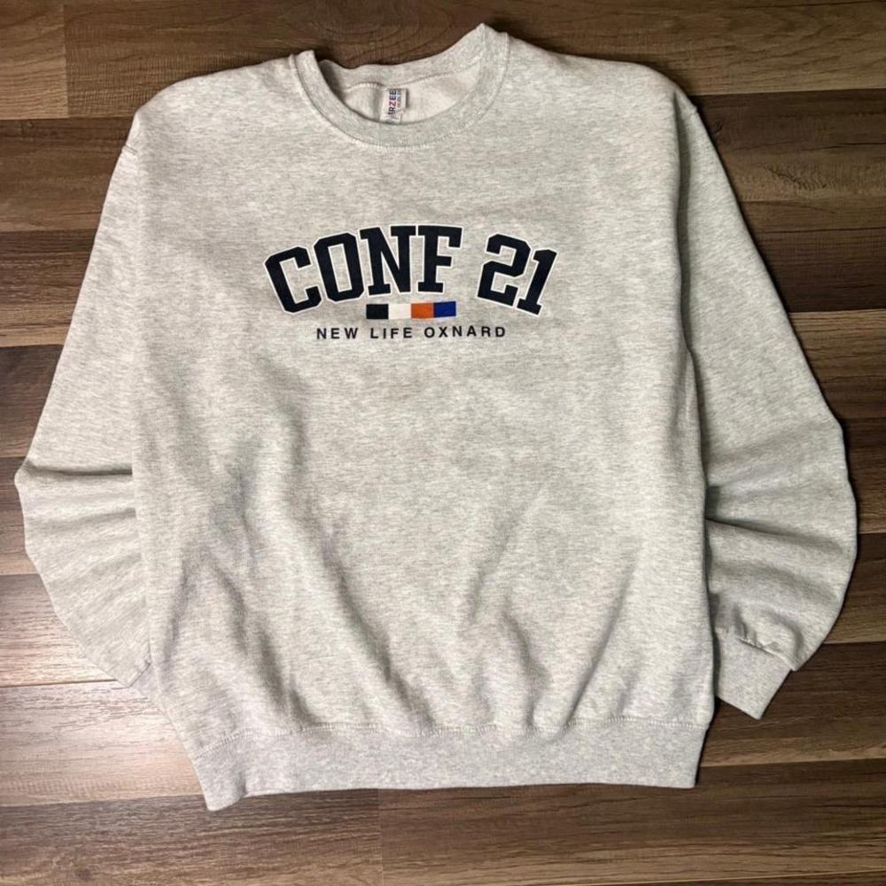 Vintage Grey‎ New Life Oxnard crewneck sweatshirt streetwear MEN SIZE L